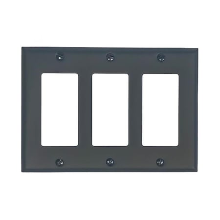 Acorn Mfg Acorn 3 in. Ground Fault Triple Rocker Switchplate, Black AWLBP